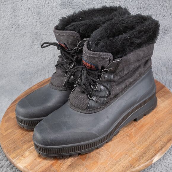 SOREL Black Nylon and Rubber Winter Boots Faux Fur Trimmed Felt Liners Womens 10 - Picture 3 of 8
